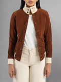 Real Suede Cropped Shearling Jacket For Women