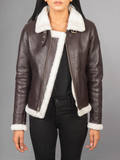 Sherilyn B-3 Distressed Leather Bomber Jacket