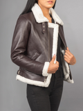 Sherilyn B-3 Distressed Leather Bomber Jacket