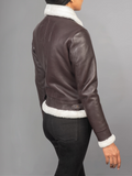 Sherilyn B-3 Distressed Leather Bomber Jacket