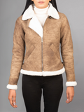 Sherilyn B-3 Distressed Leather Bomber Jacket