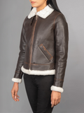 Sherilyn B-3 Distressed Leather Bomber Jacket