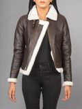 Sherilyn B-3 Distressed Leather Bomber Jacket