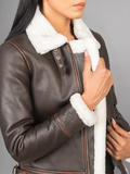 Sherilyn B-3 Distressed Leather Bomber Jacket