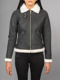 Sherilyn B-3 Distressed Leather Bomber Jacket