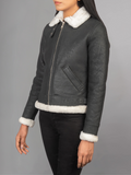 Sherilyn B-3 Distressed Leather Bomber Jacket