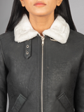 Sherilyn B-3 Distressed Leather Bomber Jacket