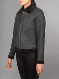 Sherilyn B-3 Distressed Leather Bomber Jacket