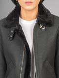 Sherilyn B-3 Distressed Leather Bomber Jacket