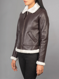 Sherilyn B-3 Distressed Leather Bomber Jacket