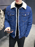 Sherpa Lined Denim Jacket Button Down