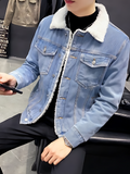 Sherpa Lined Denim Jacket Button Down