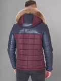 Sky Puffered Jacket hooded leather down Jacket and fabric