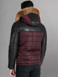 Sky Puffered Jacket hooded leather down Jacket and fabric