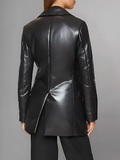 Tailored Lambskin Leather Coat For Women