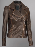 Tan Biker Asymmetrical Ladies Leather Jacket