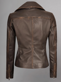 Tan Biker Asymmetrical Ladies Leather Jacket