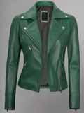 Tan Biker Asymmetrical Ladies Leather Jacket