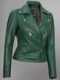 Tan Biker Asymmetrical Ladies Leather Jacket