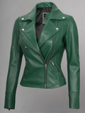 Tan Biker Asymmetrical Ladies Leather Jacket