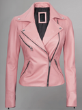 Tan Biker Asymmetrical Ladies Leather Jacket