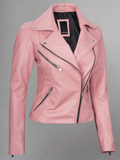 Tan Biker Asymmetrical Ladies Leather Jacket