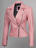 Tan Biker Asymmetrical Ladies Leather Jacket