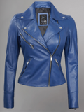 Tan Biker Asymmetrical Ladies Leather Jacket