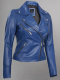 Tan Biker Asymmetrical Ladies Leather Jacket