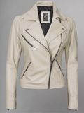 Tan Biker Asymmetrical Ladies Leather Jacket