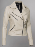 Tan Biker Asymmetrical Ladies Leather Jacket