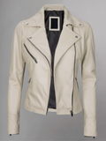 Tan Biker Asymmetrical Ladies Leather Jacket