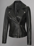 Tan Biker Asymmetrical Ladies Leather Jacket