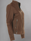 Tan Brown Women Biker Leather Jacket