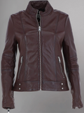 Tan Brown Women Biker Leather Jacket