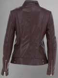 Tan Brown Women Biker Leather Jacket