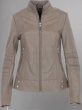 Tan Brown Women Biker Leather Jacket