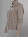 Tan Brown Women Biker Leather Jacket