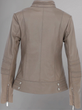 Tan Brown Women Biker Leather Jacket