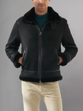 Trendy Men’s Aviator Dark Brown Leather Shearling Jacket