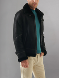 Trendy Men’s Aviator Dark Brown Leather Shearling Jacket