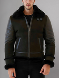 Trendy Men’s Aviator Dark Brown Leather Shearling Jacket