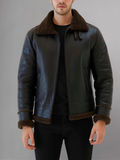 Trendy Men’s Aviator Dark Brown Leather Shearling Jacket