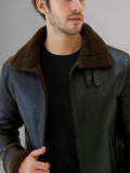 Trendy Men’s Aviator Dark Brown Leather Shearling Jacket