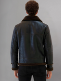 Trendy Men’s Aviator Dark Brown Leather Shearling Jacket