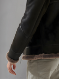 Trendy Men’s Aviator Dark Brown Leather Shearling Jacket