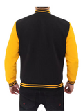 Men Black and Yellow Baseball Bomber Jacket