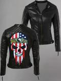 Women Skull Black Motorcycle Jacket