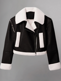 Viveca Cropped Shearling Vegan Leather Jacket