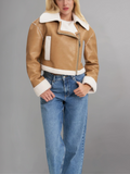 Viveca Cropped Shearling Vegan Leather Jacket